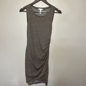 Leith Sleeveless Ruched Mini Dress in Taupe